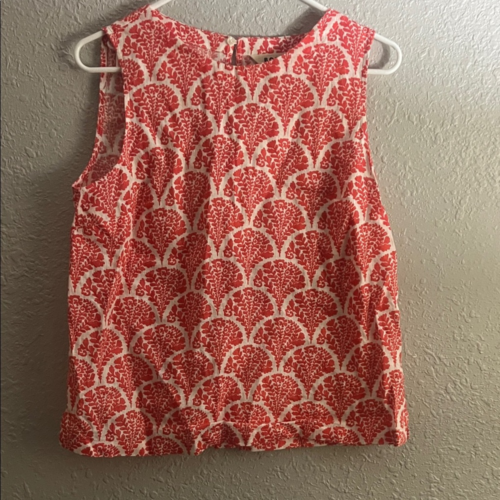 Boden Red and White Patterned Blouse